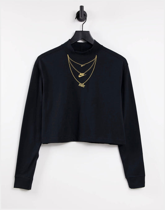 Nike necklace detail mock-neck long sleeve