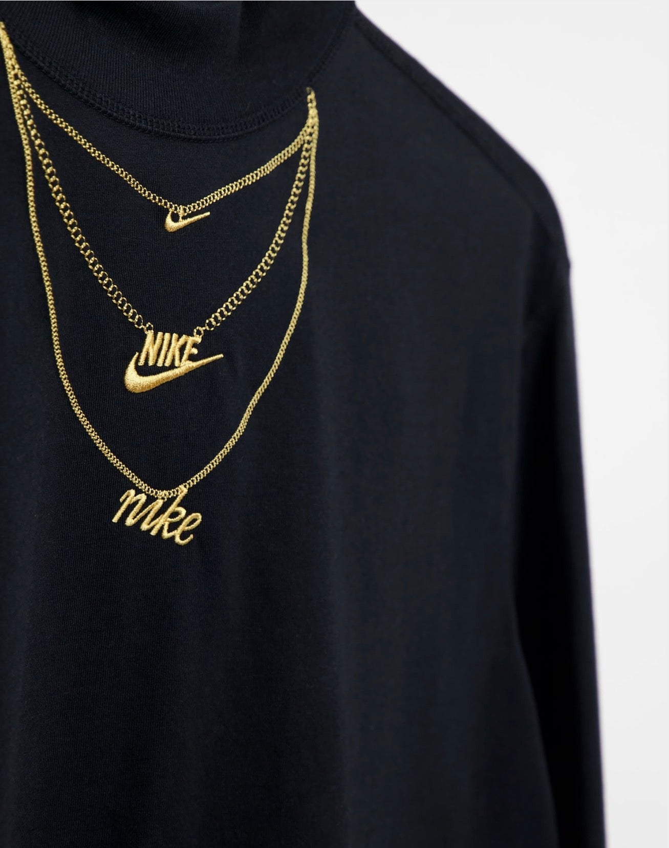 Nike necklace detail mock-neck long sleeve